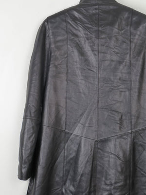 Women's Vintage Black Leather Long Jacket M - The Harlequin
