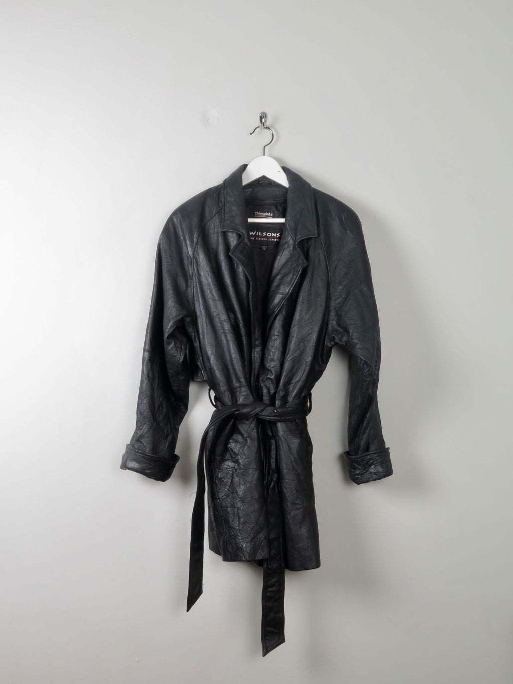 Women's Vintage Black Leather Short Coat M - The Harlequin