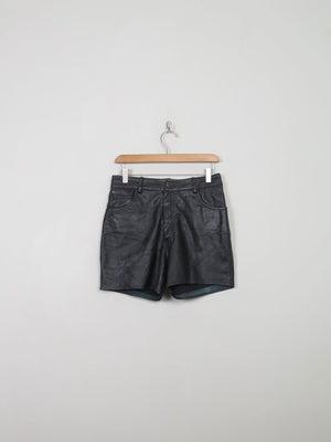 Women's Vintage Black Leather Shorts 29" W - The Harlequin