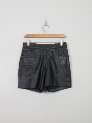 Women's Vintage Black Leather Shorts 29" W - The Harlequin