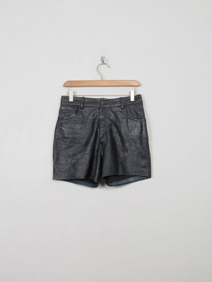 Women's Vintage Black Leather Shorts 29" W - The Harlequin