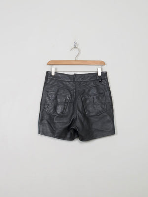 Women's Vintage Black Leather Shorts 29" W - The Harlequin