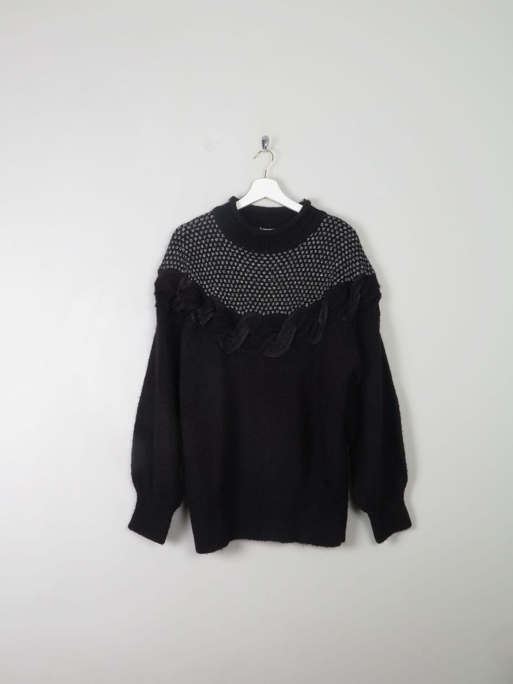 Women's Vintage Black Mohair & Lurex Jumper L/XL - The Harlequin