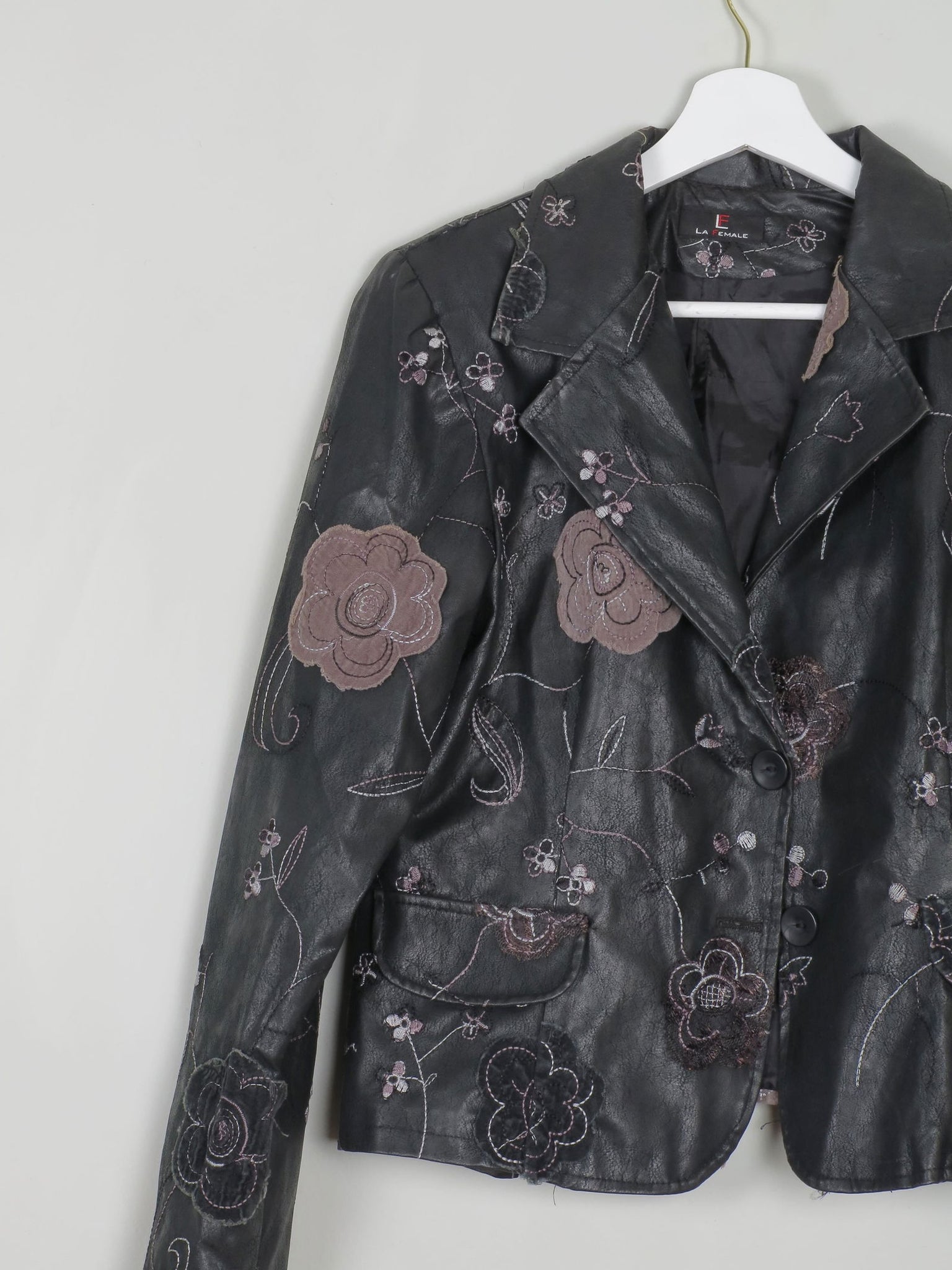 Women’s Vintage Black PU Leather Jacket M - The Harlequin