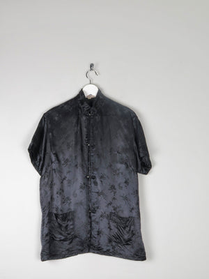 Women’s Vintage Black Silk Chinese Mandarin Top L - The Harlequin