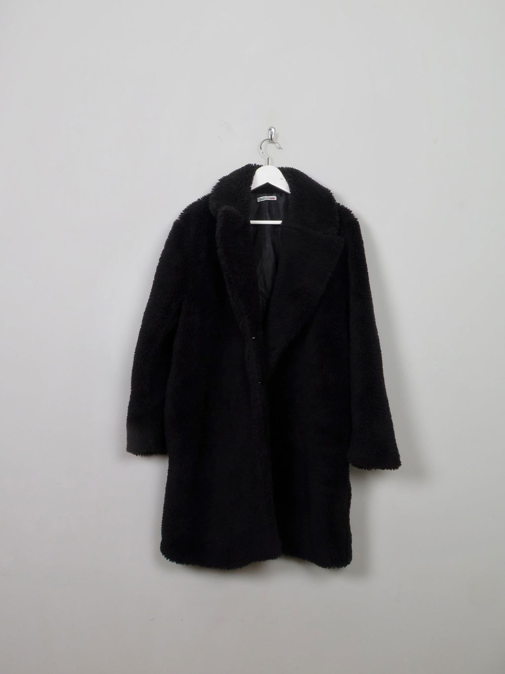 Women's Vintage Black Teddy Faux Fur Short Coat L - The Harlequin
