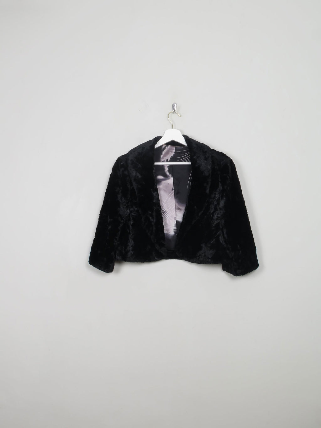 Women's Vintage Black Velvet Bolero Jacket M - The Harlequin