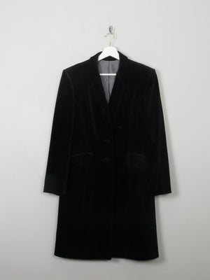 Women's Vintage Black Velvet Coat M - The Harlequin