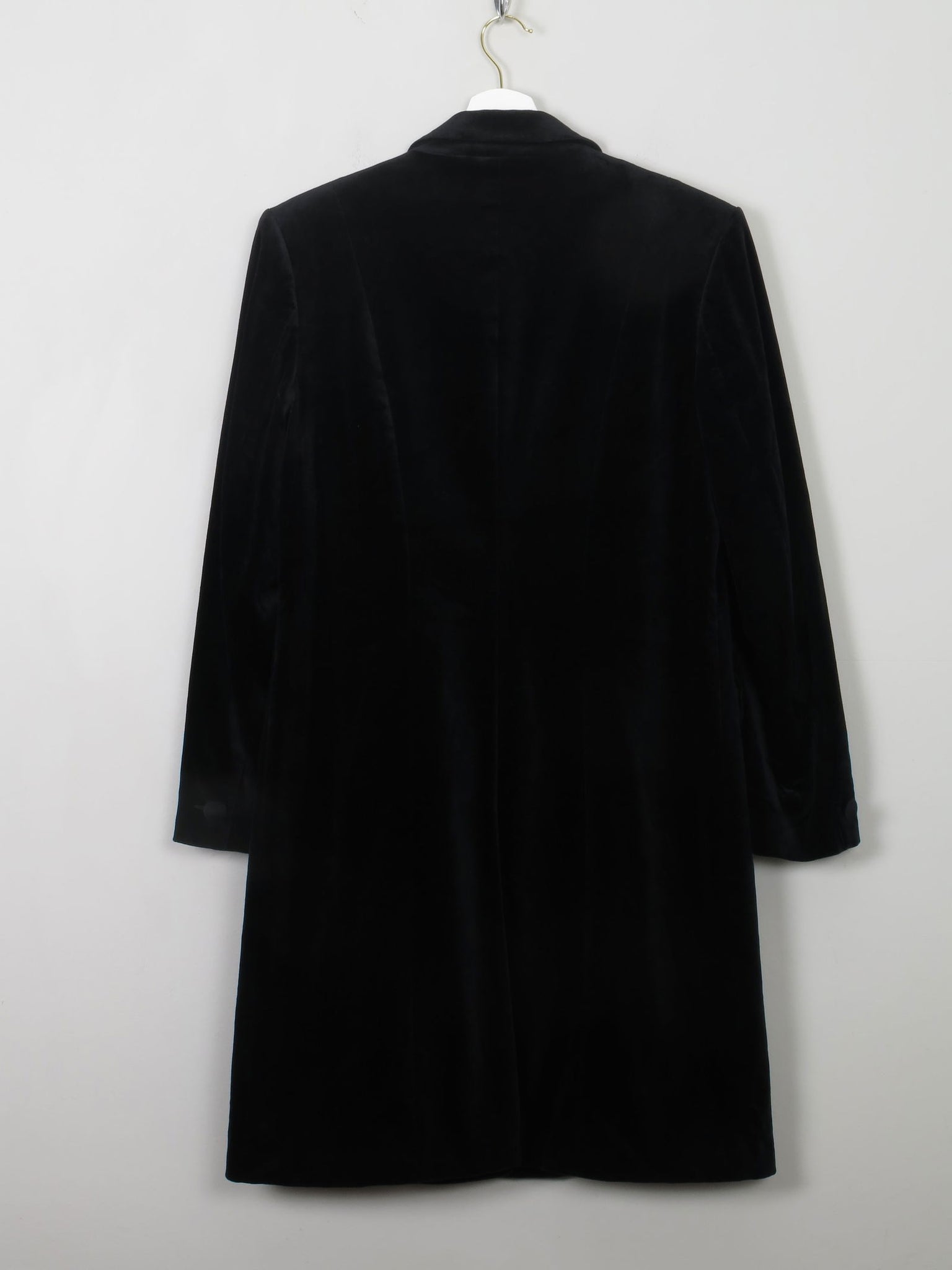 Women's Vintage Black Velvet Coat M - The Harlequin