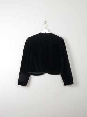 Women's Vintage Black Velvet Cropped Jacket M - The Harlequin