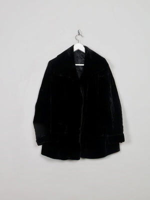 Women's Vintage Black Velvet Furry Jacket - The Harlequin