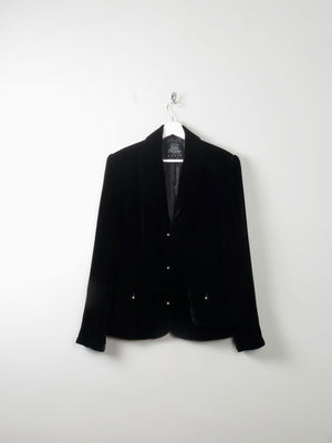 Women's Vintage Black Velvet Jacket M - The Harlequin