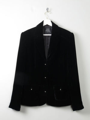 Women's Vintage Black Velvet Jacket M - The Harlequin