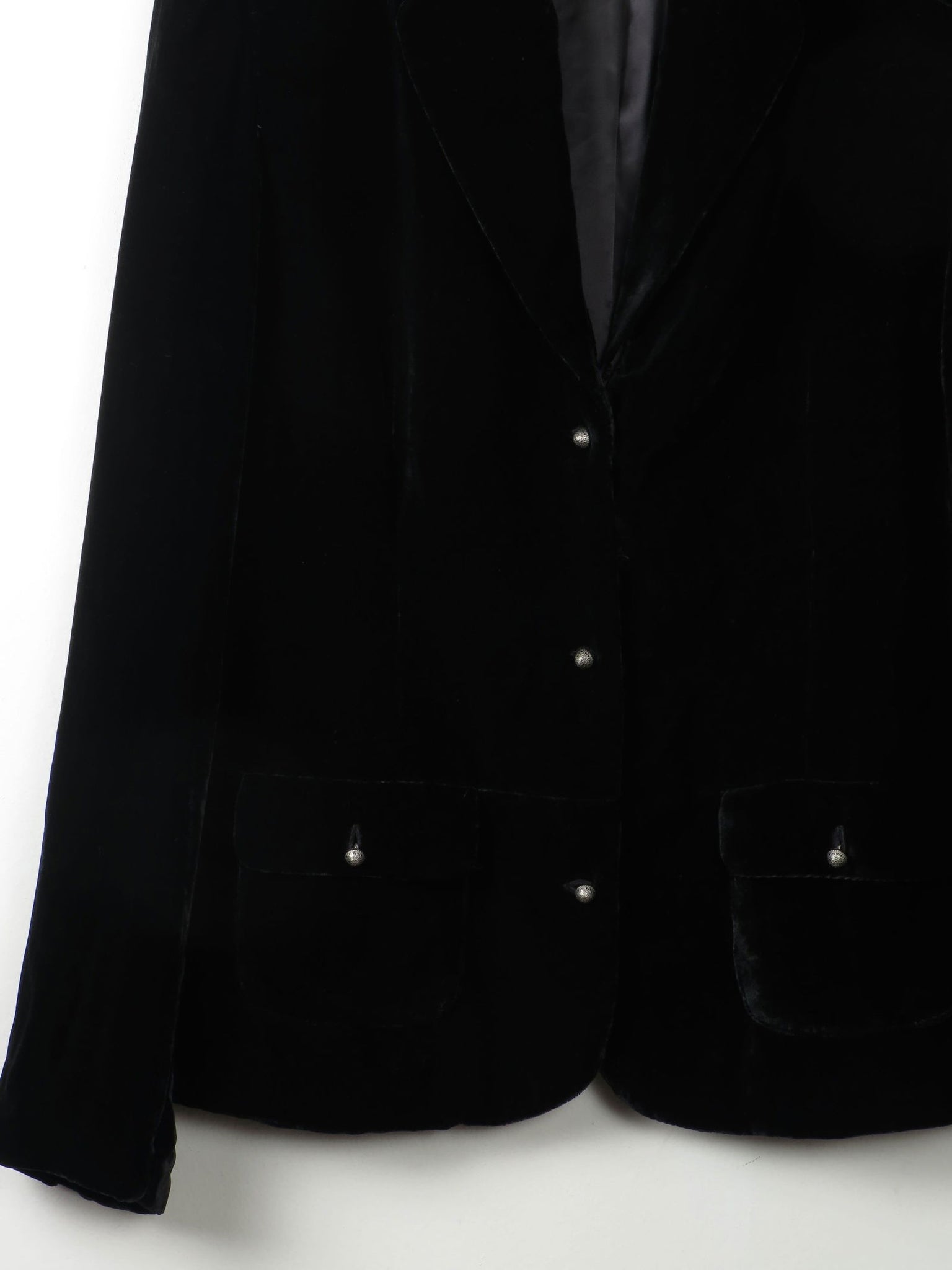 Women's Vintage Black Velvet Jacket M - The Harlequin