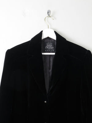 Women's Vintage Black Velvet Jacket M - The Harlequin