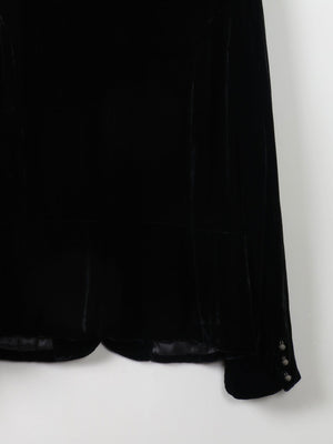 Women's Vintage Black Velvet Jacket M - The Harlequin