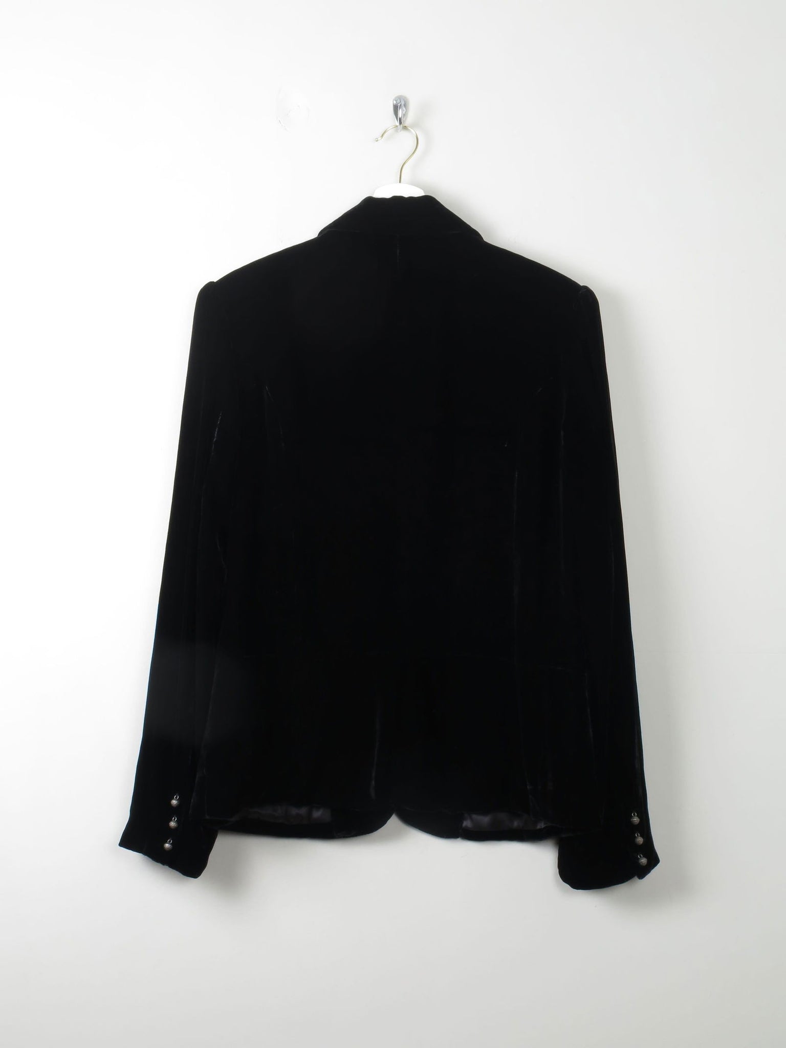 Women's Vintage Black Velvet Jacket M - The Harlequin