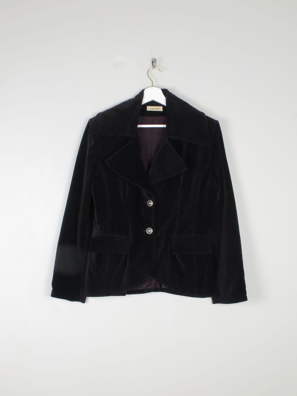 Women's Vintage Black Velvet Jacket S - The Harlequin