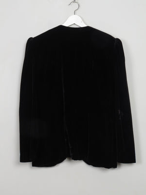 Women's Vintage Black Velvet Jacket With Pearls M - The Harlequin