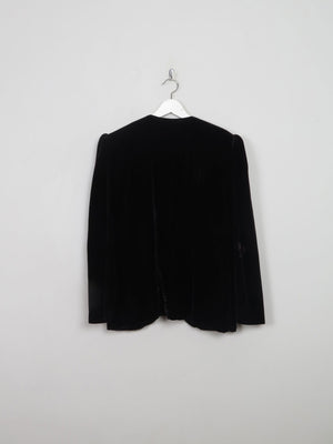 Women's Vintage Black Velvet Jacket With Pearls M - The Harlequin