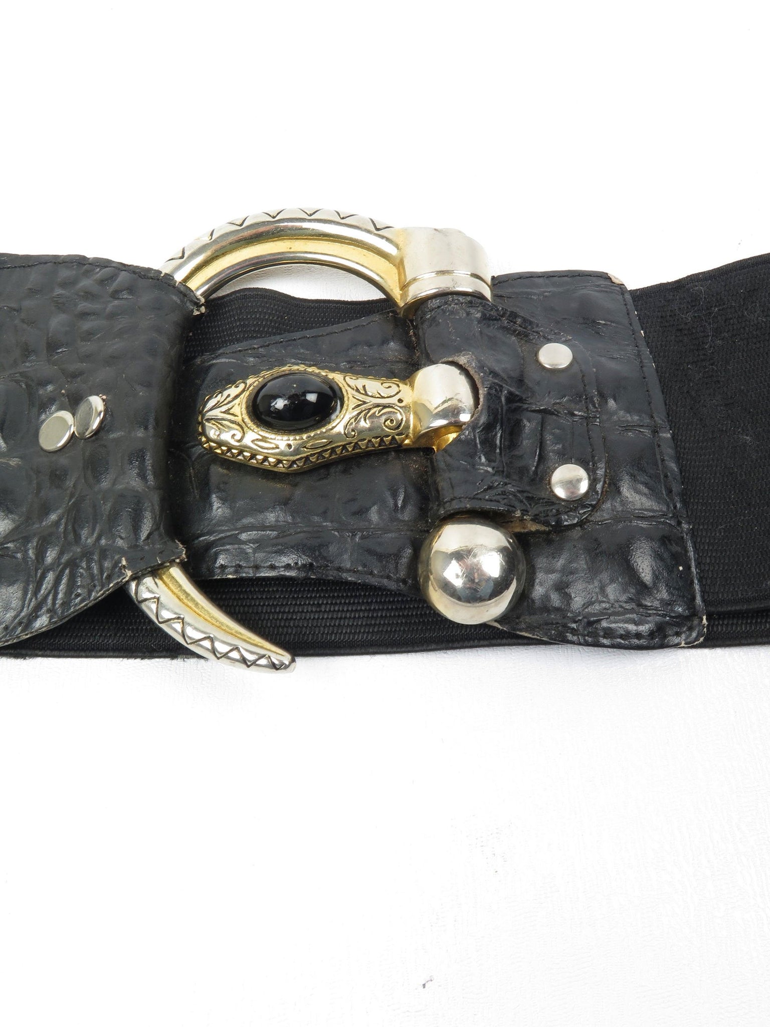 Women’s Vintage Black Waspie Snake Buckle Belt S/M - The Harlequin