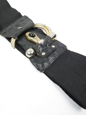 Women’s Vintage Black Waspie Snake Buckle Belt S/M - The Harlequin