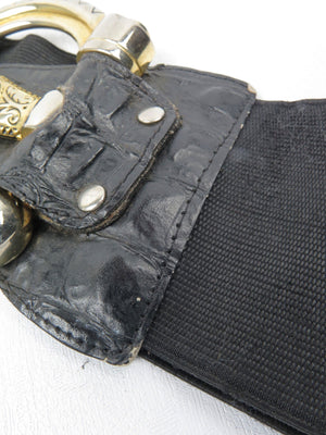 Women’s Vintage Black Waspie Snake Buckle Belt S/M - The Harlequin