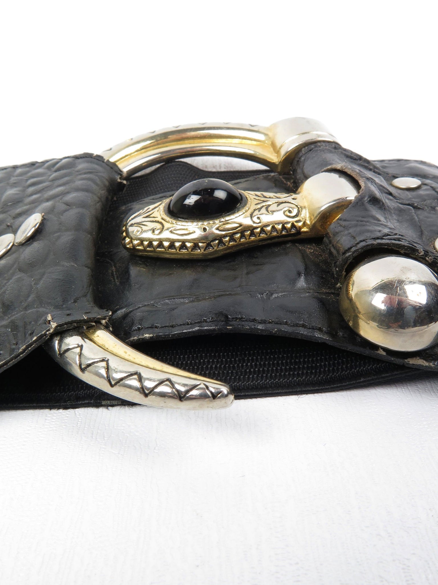 Women’s Vintage Black Waspie Snake Buckle Belt S/M - The Harlequin