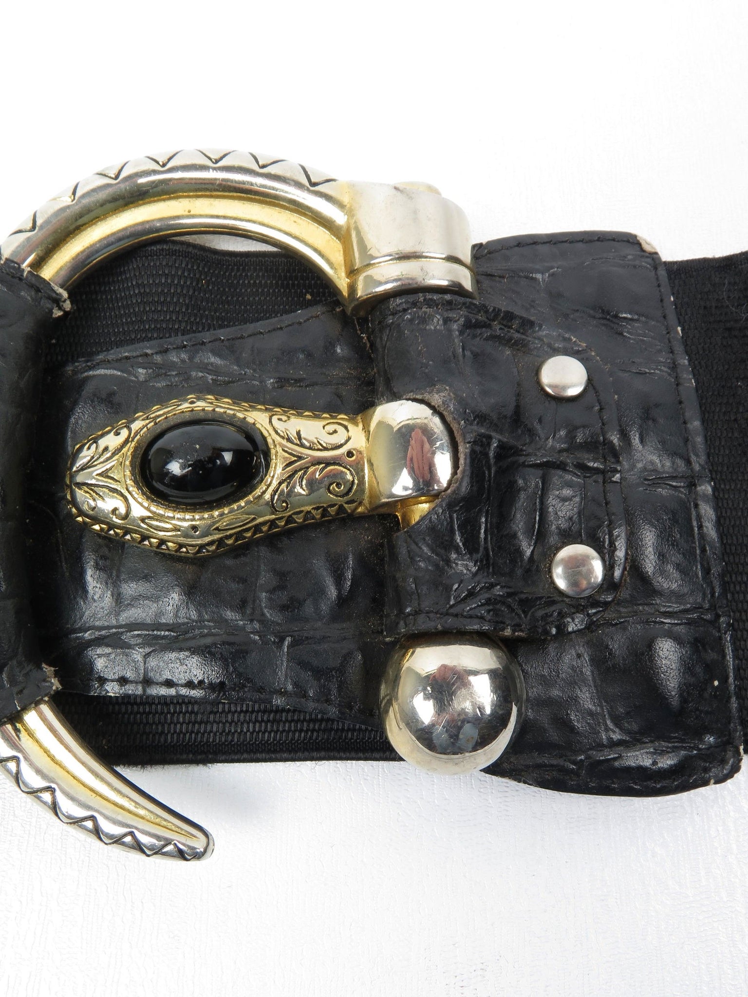 Women’s Vintage Black Waspie Snake Buckle Belt S/M - The Harlequin