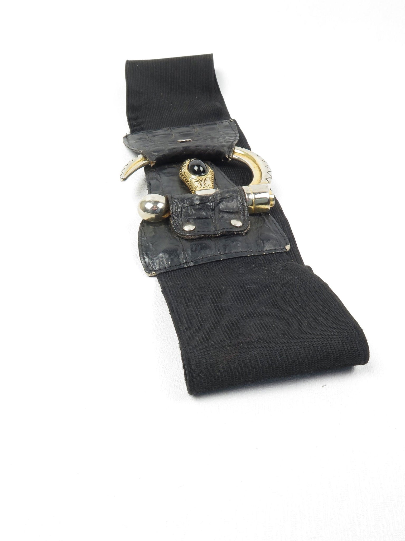 Women’s Vintage Black Waspie Snake Buckle Belt S/M - The Harlequin