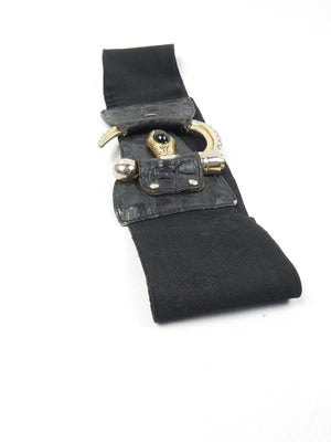 Women’s Vintage Black Waspie Snake Buckle Belt S/M - The Harlequin