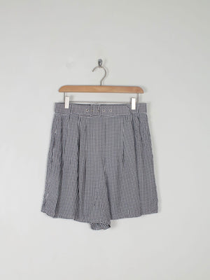 Women's Vintage Black & White Gingham Shorts S 29" W - The Harlequin