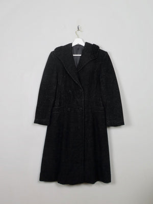 Women's Vintage Black Wool 1950s Coat S - The Harlequin