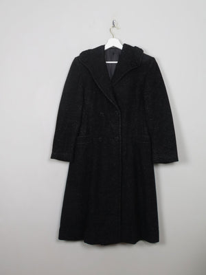 Women's Vintage Black Wool 1950s Coat S - The Harlequin