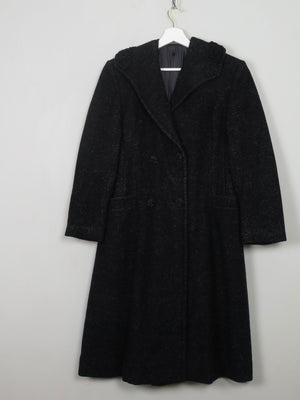 Women's Vintage Black Wool 1950s Coat S - The Harlequin