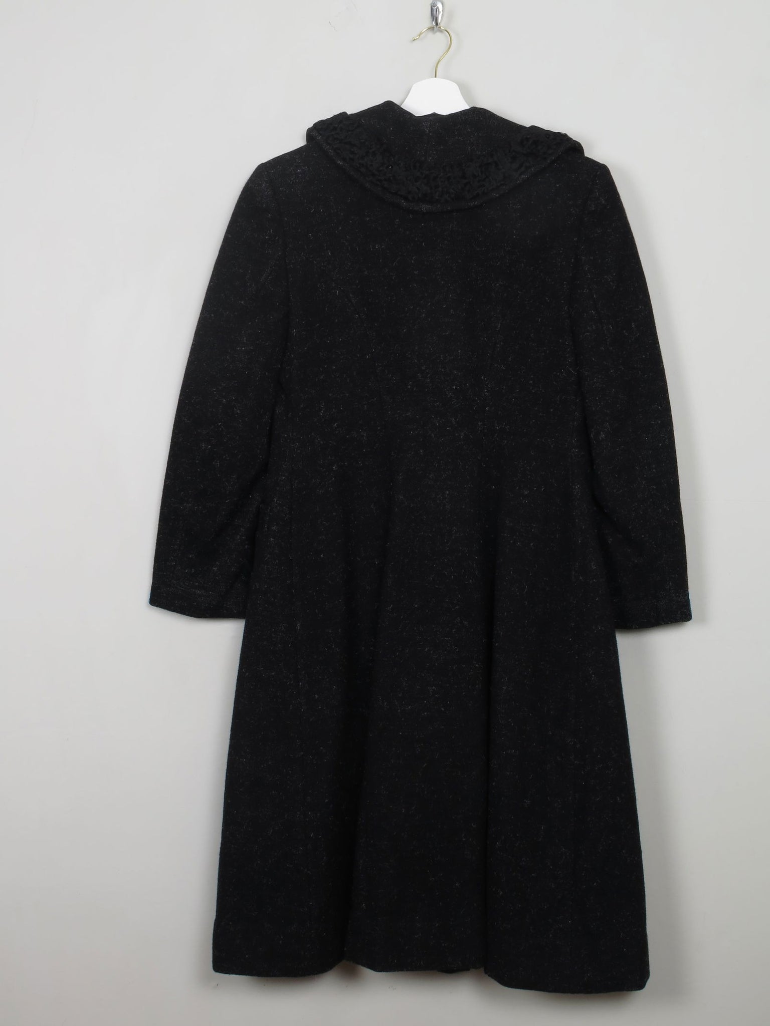 Women's Vintage Black Wool 1950s Coat S - The Harlequin