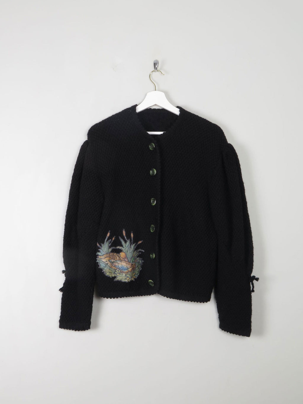 Women's Vintage Black Wool Austrian Cardigan M/L - The Harlequin