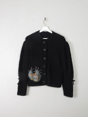 Women's Vintage Black Wool Austrian Cardigan M/L - The Harlequin