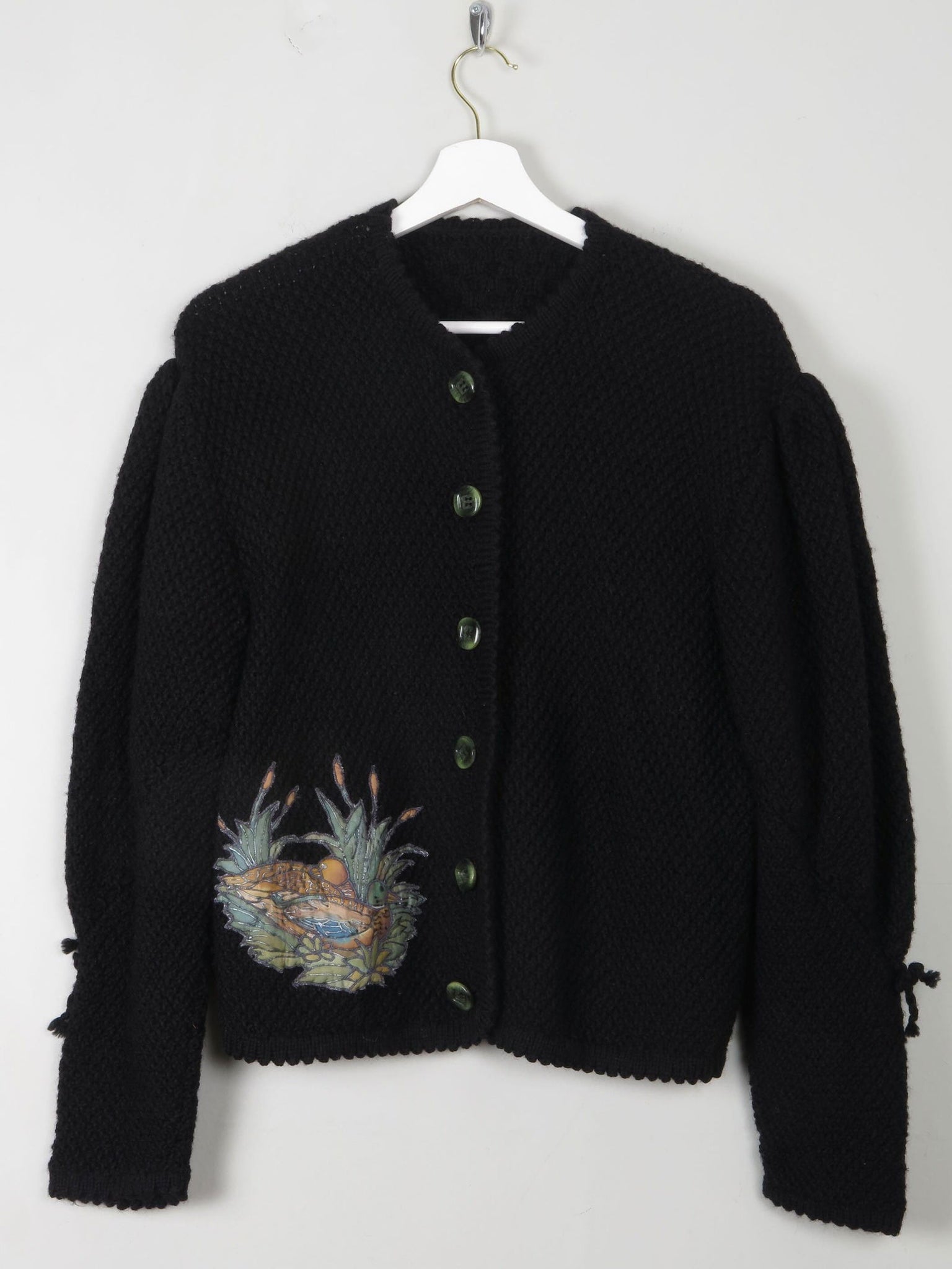 Women's Vintage Black Wool Austrian Cardigan M/L - The Harlequin