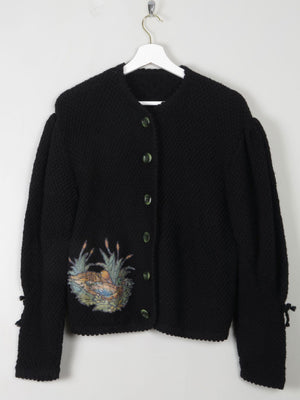 Women's Vintage Black Wool Austrian Cardigan M/L - The Harlequin