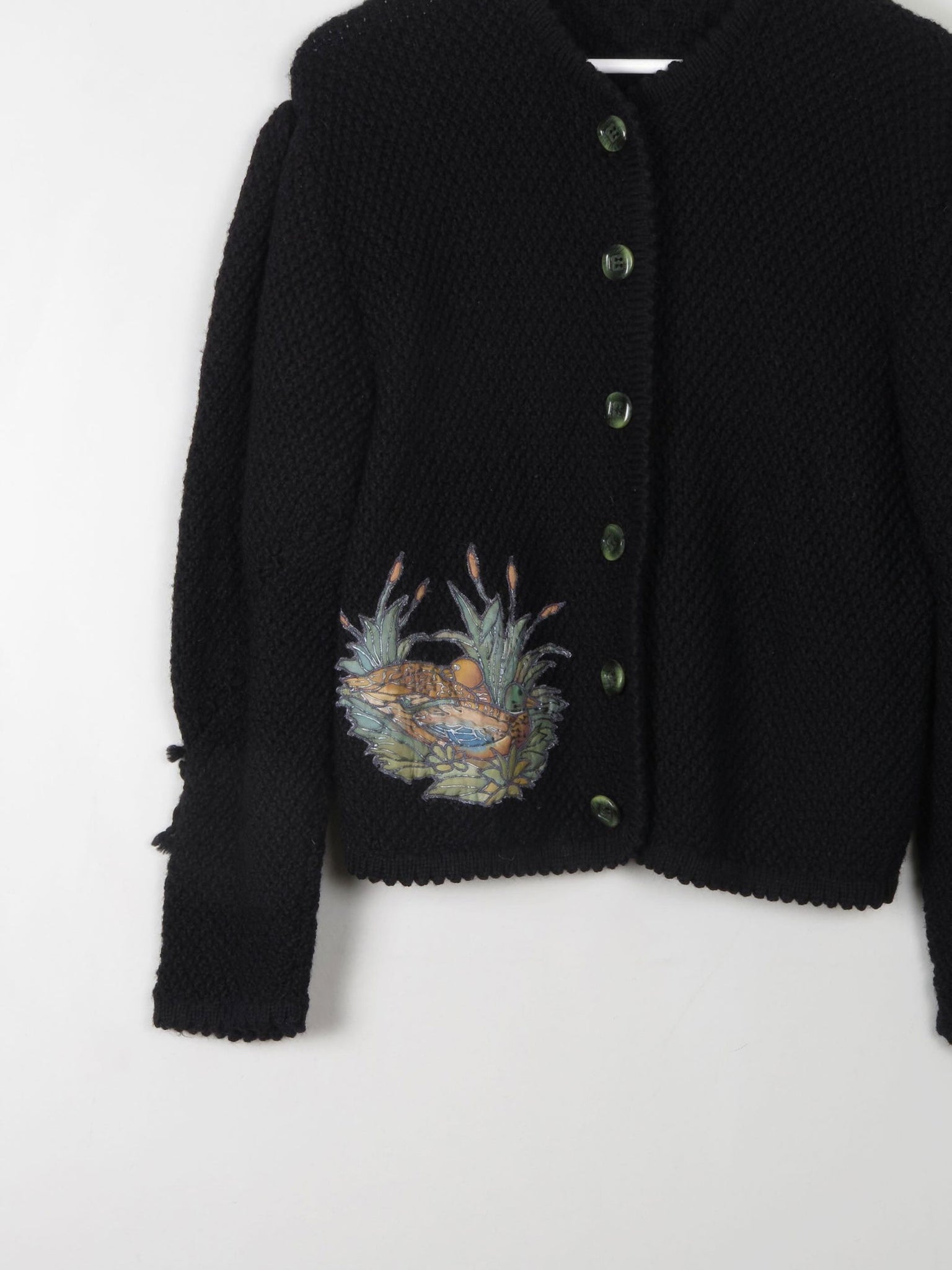 Women's Vintage Black Wool Austrian Cardigan M/L - The Harlequin