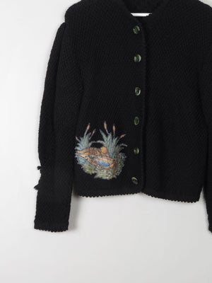 Women's Vintage Black Wool Austrian Cardigan M/L - The Harlequin