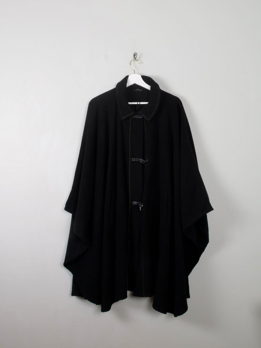 Women's Vintage Black Wool Cape - The Harlequin