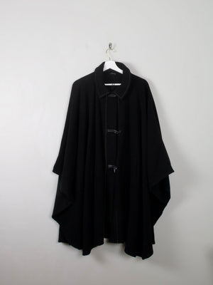 Women's Vintage Black Wool Cape - The Harlequin