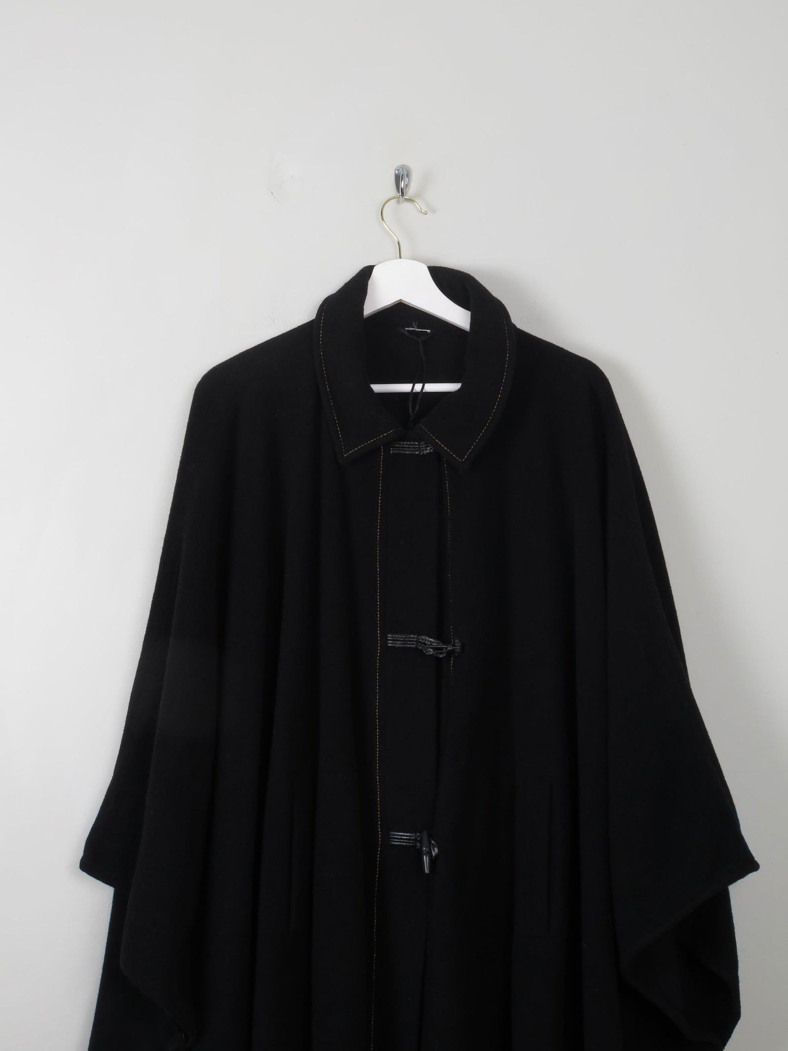 Women's Vintage Black Wool Cape - The Harlequin