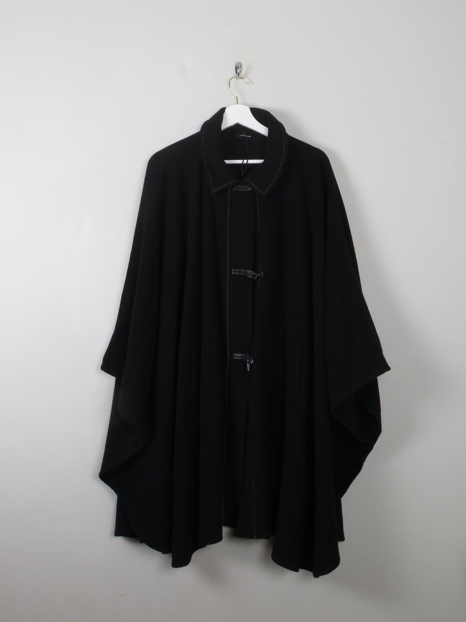 Women's Vintage Black Wool Cape - The Harlequin