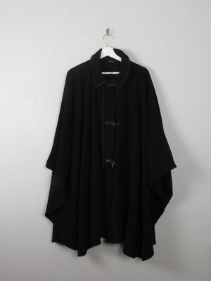 Women's Vintage Black Wool Cape - The Harlequin