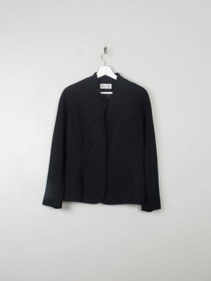 Women's Vintage Black Wool Jacket With Needle Point S - The Harlequin