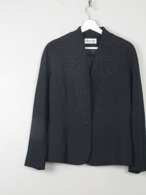 Women's Vintage Black Wool Jacket With Needle Point S - The Harlequin