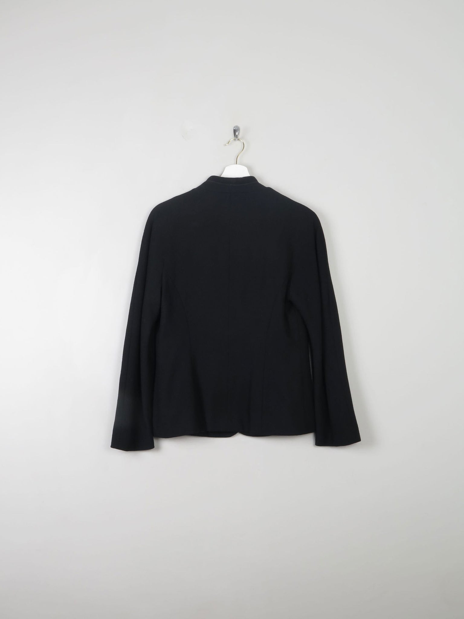 Women's Vintage Black Wool Jacket With Needle Point S - The Harlequin
